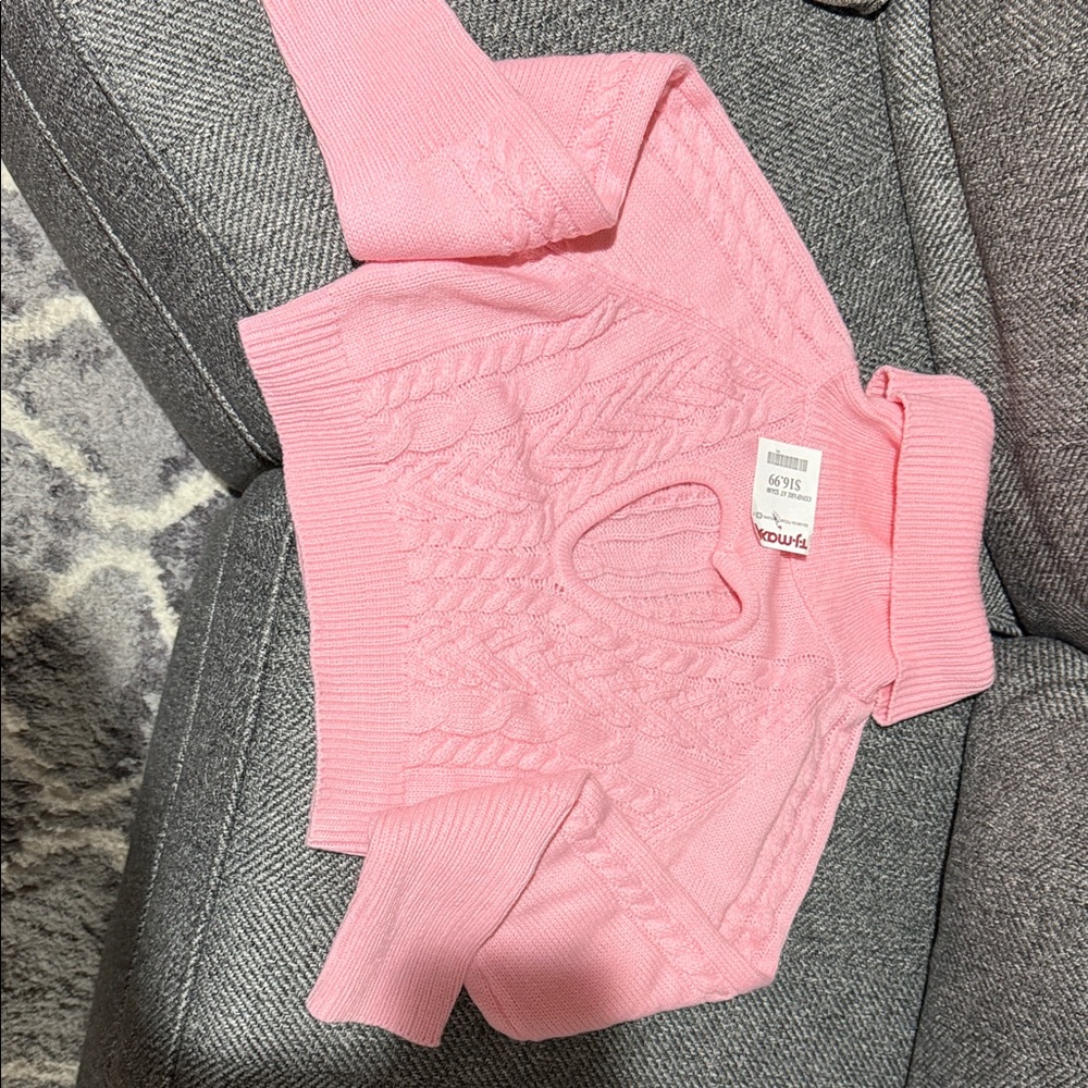 T.J.Maxx Pink Heart Cable Knit Sweater